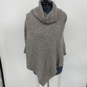 KAREN SCOTT WOMENS SIZE S/M Cowl Neck KNIT Sweater Poncho - Brown